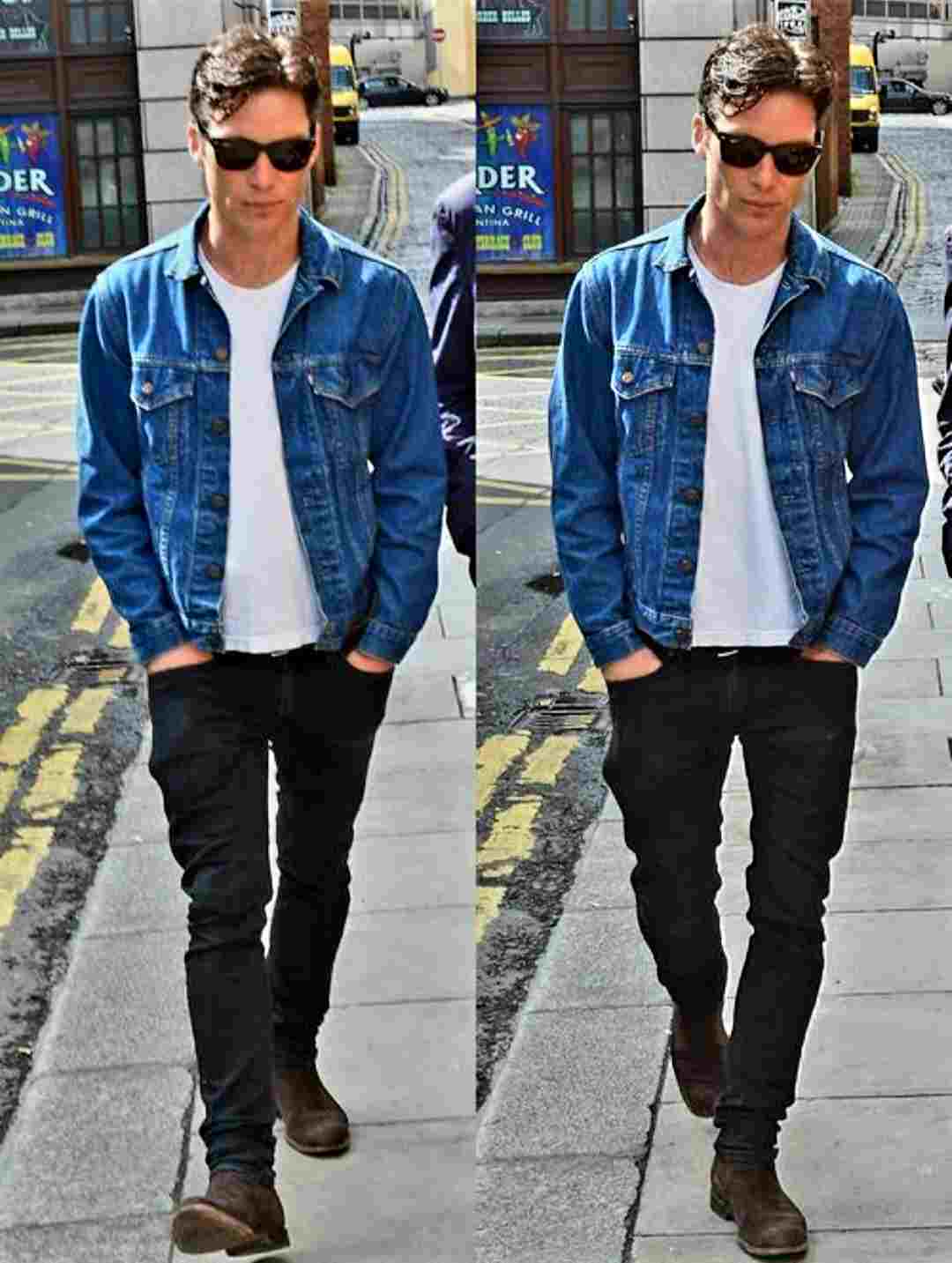 کت جین تیره و تی‌شرت ساده کیلیان مورفی – Cillian Murphy denim jacket outfit